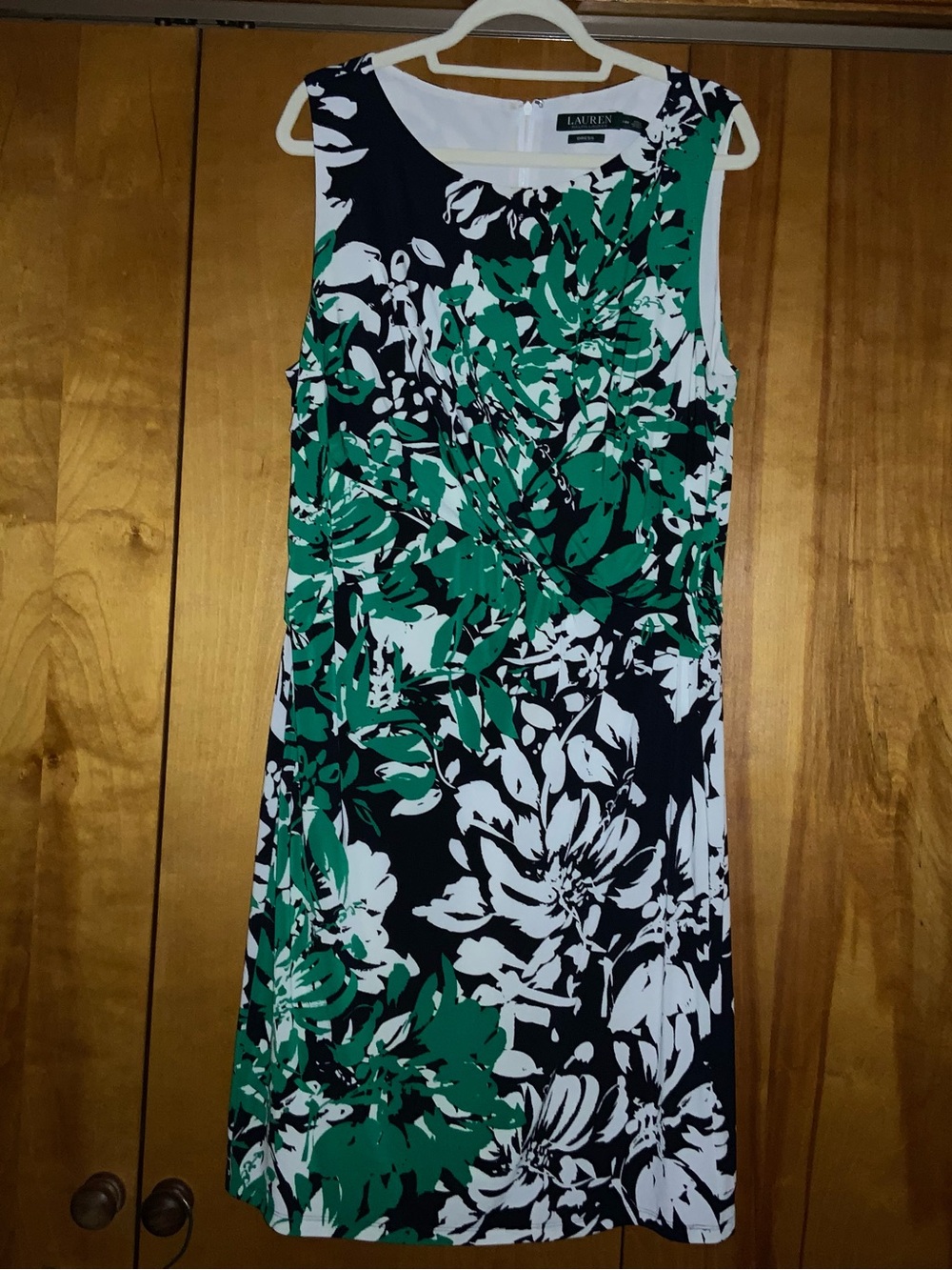 Lauren Ralph Lauren Black, White & Green Floral Sleeveless Dress